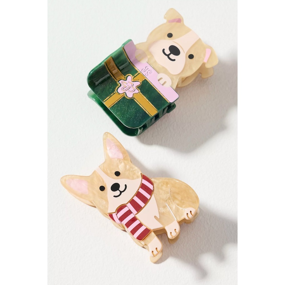 ANTHROPOLOGIE Frasier Sterling Dog Hair Claws, Set of 2 - Bulldog & Corgi